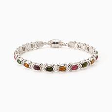 Jay King Multi Colored Tourmaline Magnetic Sterling Link Bracelet, ...