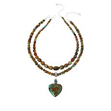 Jay King Multicolor Turquoise Heart Pendant with 2 Beaded Necklaces