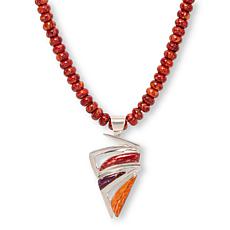 Jay King Multicolored Spiny Oyster Shell Pendant with Bead Necklace 