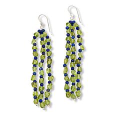 Jay King Peridot and Lapis Bead Shoulder-Duster Earrings