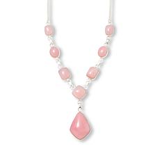 Jay King Peruvian Pink Opal Sterling Silver Station Drop Necklace