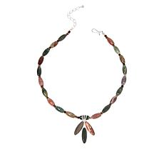 Jay King Petrified Wood and Dragon Mountain Stone Pendant-Necklace