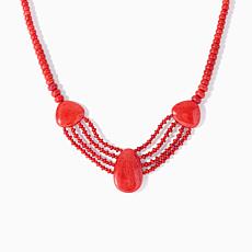 Jay King Red Coral Necklace, Sterling