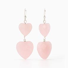 Jay King Rose Quartz Heart Earrings, Sterling Silver