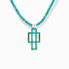 Jay King Sterling Santa Rita Turquoise Beaded Necklace with Pendant