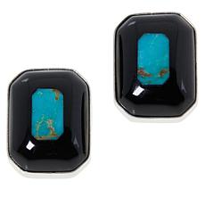 Jay King Sterling Silver Black Nephrite Jade & Turquoise Earrings