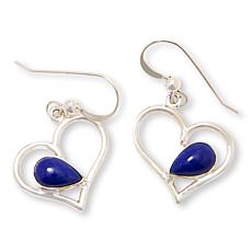 Jay King Sterling Silver Denim Lapis Open Heart Drop Earrings