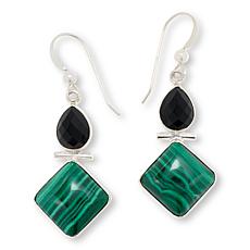 Jay King Sterling Silver Malachite and Black Chalcedony Earrings