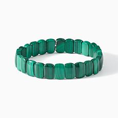 Jay King Sterling Silver Malachite Soft Rectangle Stretch Bracelet
