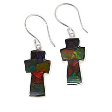 Jay King Sterling Silver Multi-Color Ammolite Cross Earrings