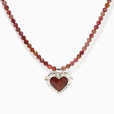 Jay King Sterling Silver Nigerian Strawberry Quartz Beaded Necklace