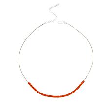 Jay King Sterling Silver Orange Coral Bead Chain Necklace