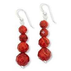 Jay King Sterling Silver Orange Coral Bead Drop Earrings