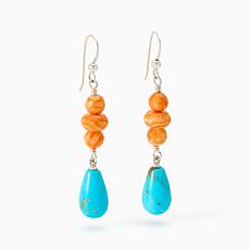 Jay King Sterling Silver Orange Spiny & Azure Peaks Earrings
