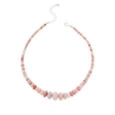 Jay King Sterling Silver Pink Opal Graduated Bead Necklace