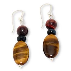 Jay King Sterling Silver Tiger's Eye and Blue Hawk's Eye Earrings