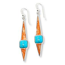 Jay King Turquoise and Orange Spiny Oyster Shell Earrings