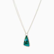 Jay King Turquoise Ceremonial SS Pendant w/ 2 Strand Silver Chain N...