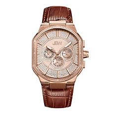 JBW Orion Rose Gold-Plated Men's Diamond-Accented Leather Watch