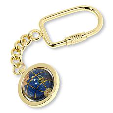 KALIFANO Lapis and Multigemstone World Globe Keychain