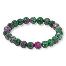 KALIFANO Multicolor Ruby-in-Zoisite Bead Stretch Bracelet