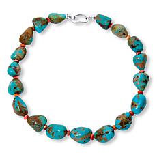 KALIFANO Turquoise Nugget and Spiny Oyster Shell 18" Necklace