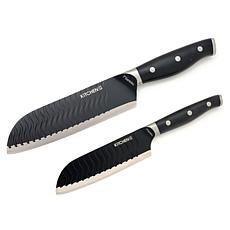 Kitchen HQ 2-piece Wavy Edge Nonstick Santoku Knife Set