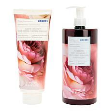 Korres 2pc Cashmere Rose Jumbo Body Cleanser and Body Butter Set