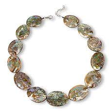 Kwan Collections Abalone Shell Oval Puff 20" Necklace