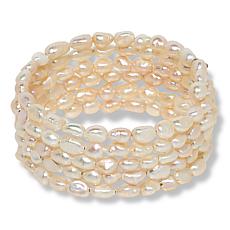 Kwan Collections White Freshwater Pearl Coil Wrap Bracelet