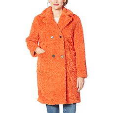 Laurier Double-Breasted Faux Fur Coat