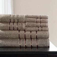 Lavish Home 8 Piece Egyptian Cotton Towel Set White and Taupe