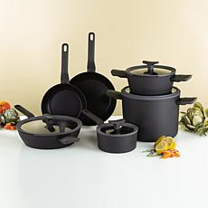 Leo 10pc Cookware Set with Ceramic Coating, Black