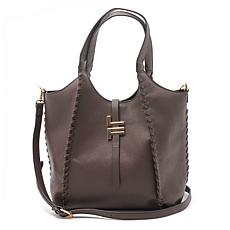 London Fog Jade Whipstitch Tote Bag with Crossbody Strap