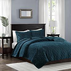 Madison Park Harper Faux Velvet Reversible 3pc Coverlet Set - F/Q