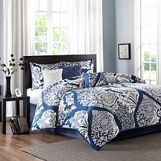 Madison Park Vienna 7-pc Cotton Comforter Set - Indigo, Cal King