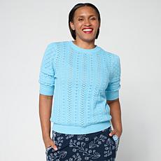 Mark & James by Badgley Mischka Puff Sleeve Pointelle Sweater