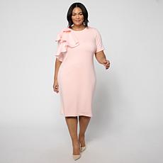 Mark & James by Badgley Mischka Side Ruching Short-Sleeve Midi Dress