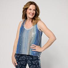 Mark & James by Badgley Mishka Draped Striped Sequin Top