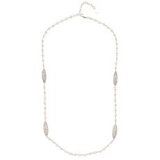 MarlaWynne Brass and Crystal Oval Station Beaded Necklace