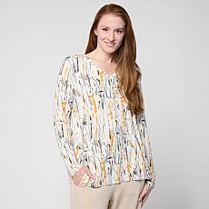 MarlaWynne Rayon Span LS V Neck Printed & Solid