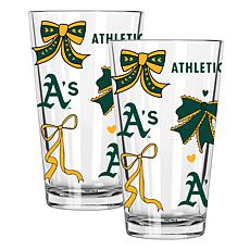 Memory Company 2-pack MLB 16oz Bow Pint Glass, Athletics