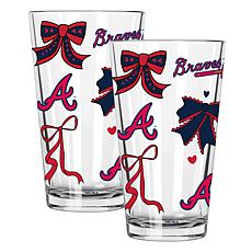 Memory Company 2-pack MLB 16oz Bow Pint Glass, Atlanta Braves