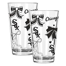 Memory Company 2-pack MLB 16oz Bow Pint Glasses, Chicago White Sox