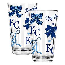Memory Company 2-pack MLB 16oz Bow Pint Glasses, Kansas City Royals