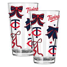Memory Company 2-pack MLB 16oz Bow Pint Glasses, Minnesota Twins