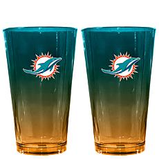Memory Company NFL Dolphins 16oz Ombre Pint Glasses - 2-pack