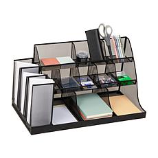 Mind Reader 14-Compartment 3-Tier Large Breakroom Organizer Black Mesh