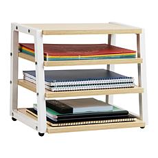 Mind Reader 4 Tier Desk Organizer Metal MDF White