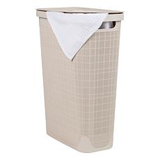 Mind Reader 40L Laundry Hamper with Lid Linen Design Black